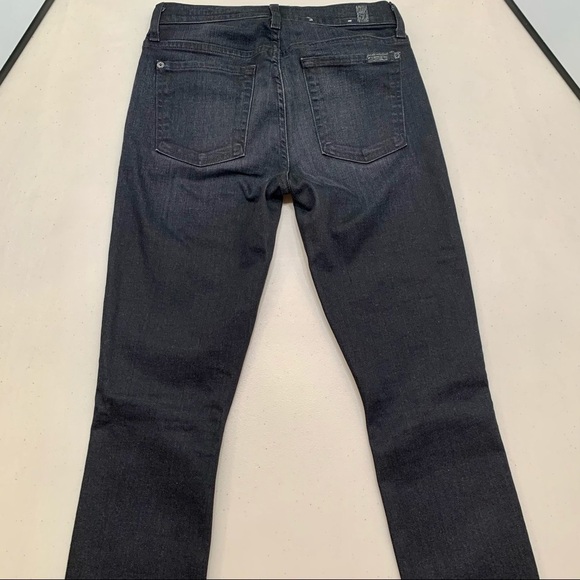 7 For All Mankind Jeans Adult 27 Black Denim Distressed The Skinny Women’s - Picture 5 of 10